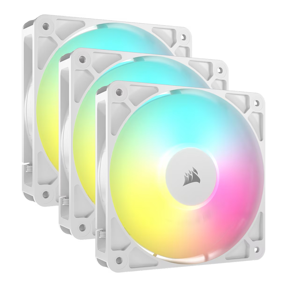 CASE FAN (พัดลมเคส) CORSAIR RS120 ARGB PACK-3 - WHITE (CO-9050185-WW)