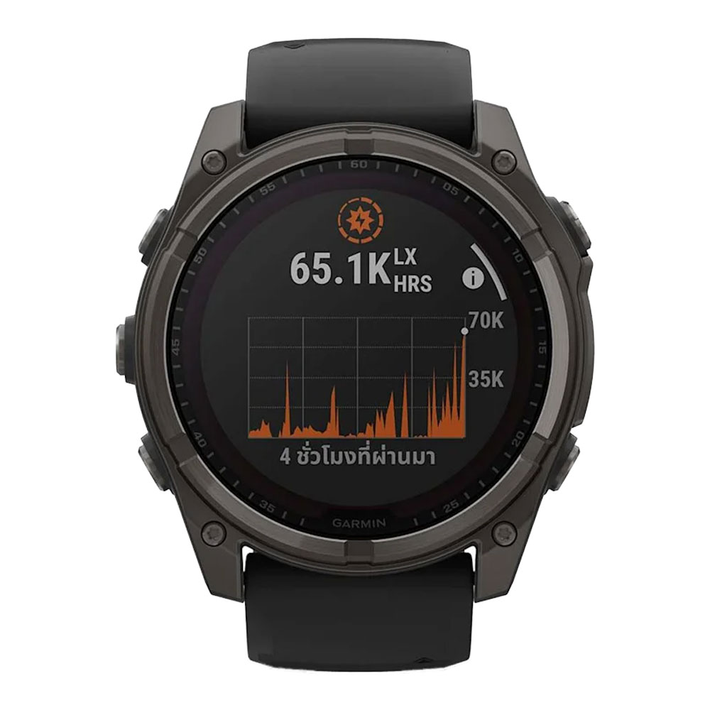 SMART WATCH (นาฬิกาอัจฉริยะ) GARMIN FENIX 8 - 51MM, SAPPHIRE SOLAR, CARBON GRAY DLC TITANIUM WITH BLACK/PEBBLE GRAY SILICONE BAND