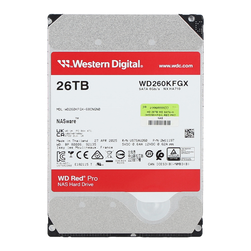 26 TB 3.5 INCH HDD (ฮาร์ดดิสก์ 3.5 นิ้ว) WD RED PRO - 7200RPM 512MB SATA3 (WD260KFGX)