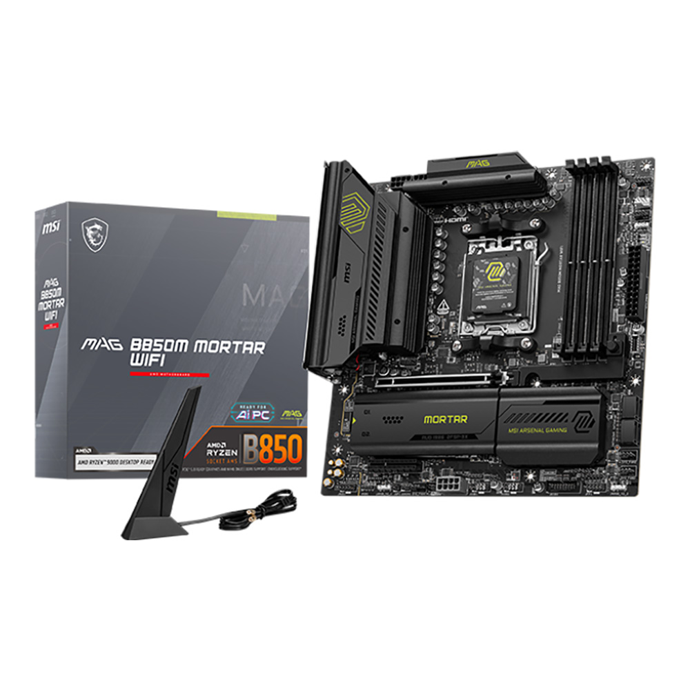 MAINBOARD (เมนบอร์ด) MSI MAG B850M MORTAR WIFI - AMD SOCKET AM5 DDR5 MICRO-ATX