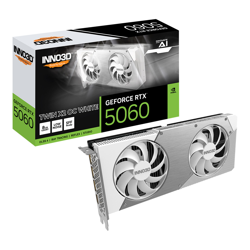 VGA (การ์ดแสดงผล) INNO3D GEFORCE RTX 5060 TWIN X2 OC WHITE - 8GB GDDR7 (N50602-08D7X-195070W)
