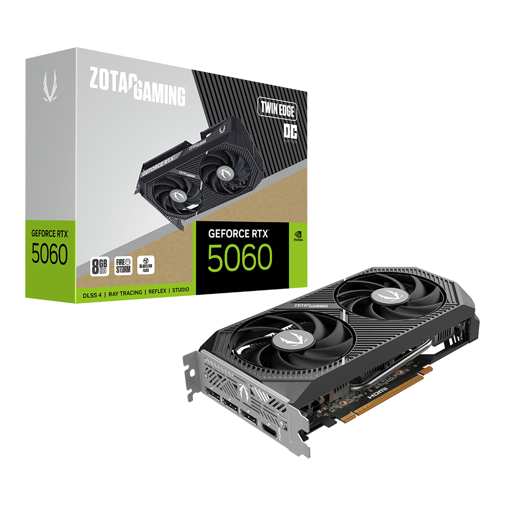VGA (การ์ดแสดงผล) ZOTAC GAMING GEFORCE RTX 5060 TWIN EDGE OC - 8GB GDDR7 (ZT-B50600H-10M)