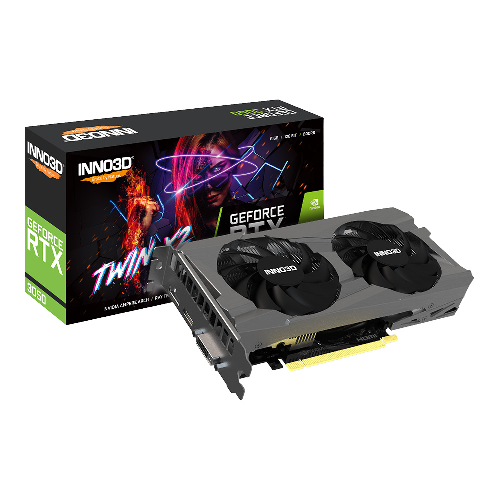 VGA (การ์ดแสดงผล) INNO3D GEFORCE RTX 3050 6GB TWIN X2 V2 - 6GB GDDR6 (N30502-06D6-1880VA60)