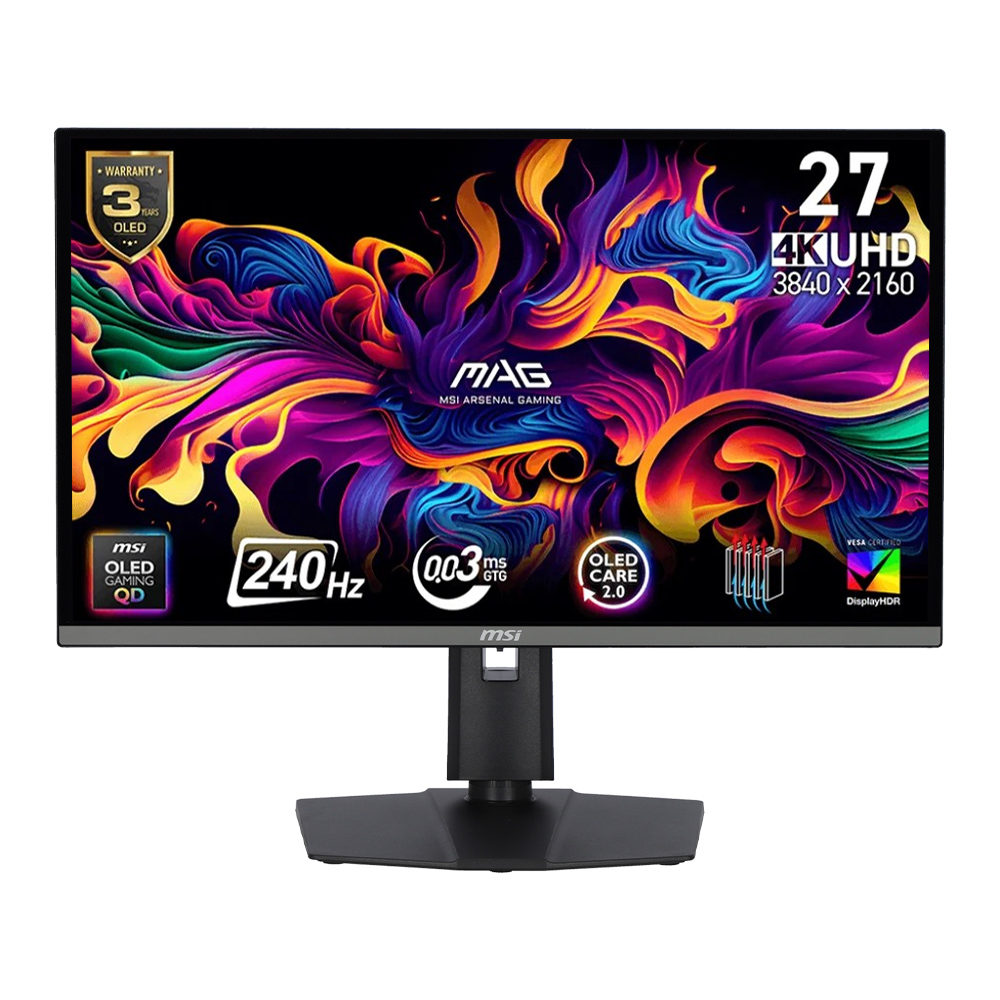 Monitor (จอมอนิเตอร์) MSI MAG 272UP QD-OLED X24 - 26.5 Inch QD-OLED 4K 240Hz Adaptive Sync USB-C