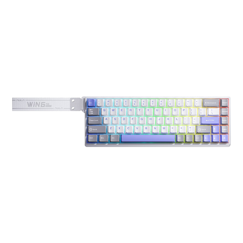 KEYBOARD (คีย์บอร์ด) AULA WIN68HE MAX WING CHUN MAGNETIC SWITCH RGB EN/TH - WHITE-GRAY-BLUE