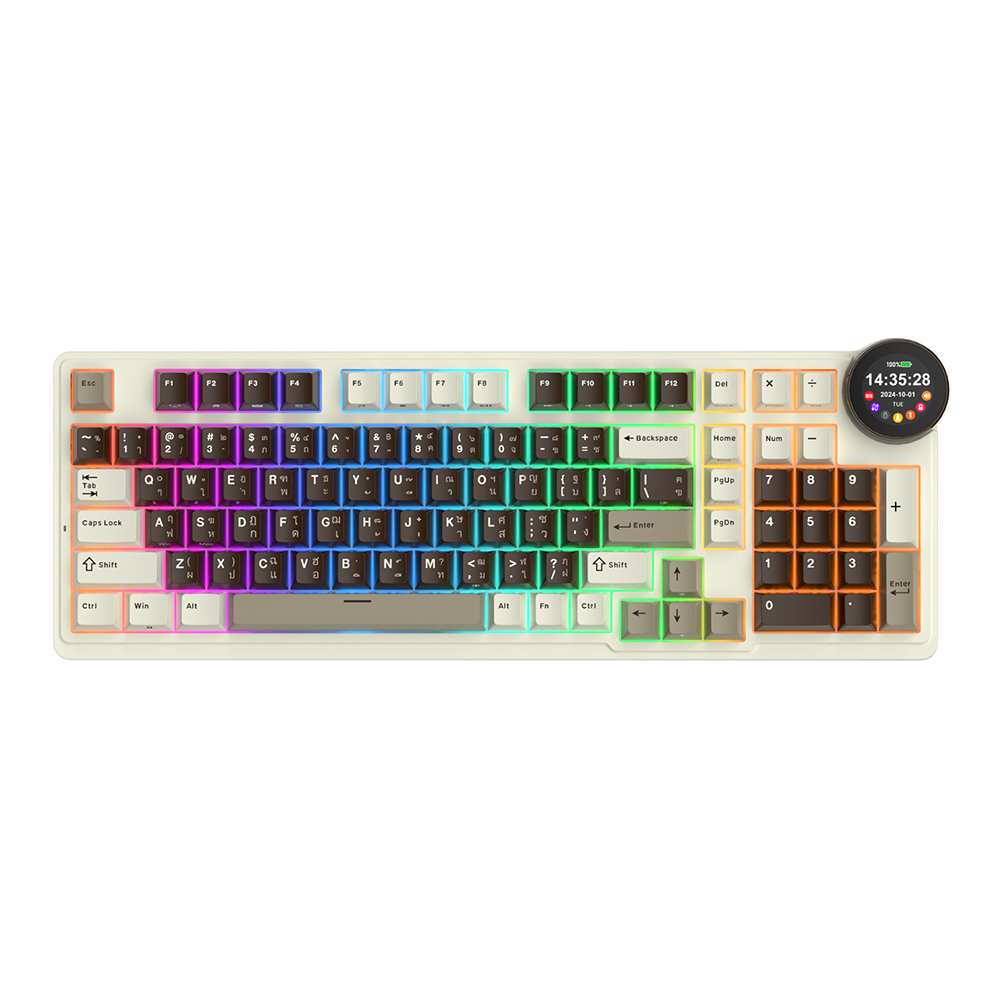 WIRELESS KEYBOARD (คีย์บอร์ดไร้สาย) ROYAL KLUDGE RKN99 BEIGE SWITCH RGB EN/TH - MOCHA GRAY