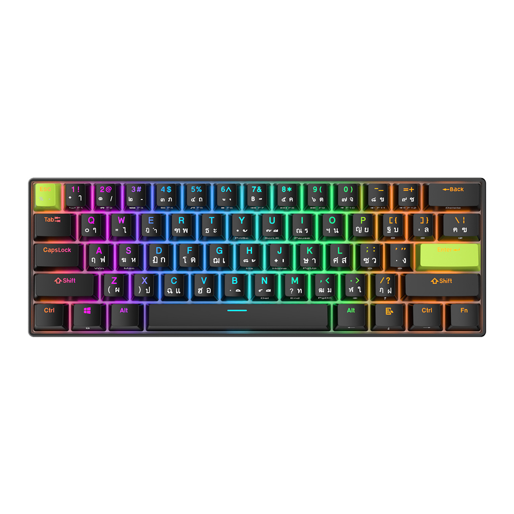 KEYBOARD (คีย์บอร์ด) ROYAL KLUDGE RKC61 MINT SWITCH RGB EN/TH - BLACK-GREEN