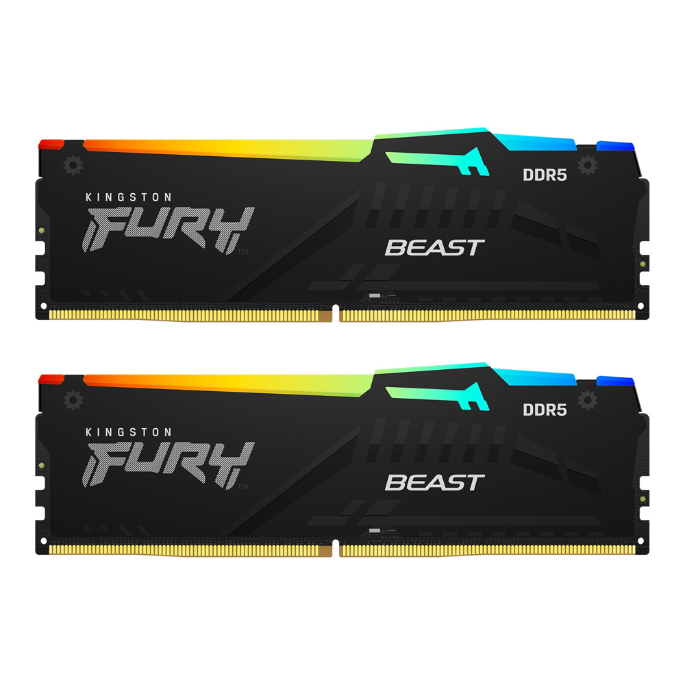 64GB (32GBx2) DDR5 5600MHz Kingston Fury Beast RGB AMD EXPO Intel XMP CL36 - Black