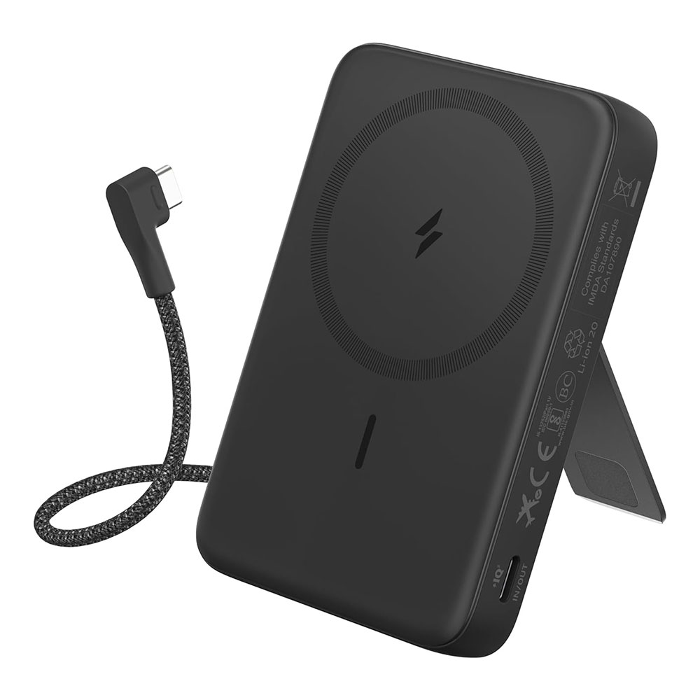 POWER BANK (พาวเวอร์แบงค์) ANKER ZOLO WIRELESS CHARGING WITH FLEXIBLE STAND 10000 mAh - BLACK (A1685H11)