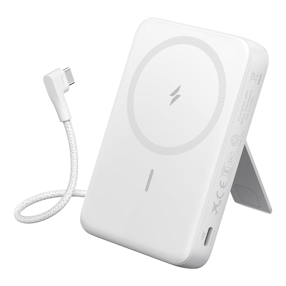 POWER BANK (พาวเวอร์แบงค์) ANKER ZOLO WIRELESS CHARGING WITH FLEXIBLE STAND 10000 mAh - WHITE (A1685H21)