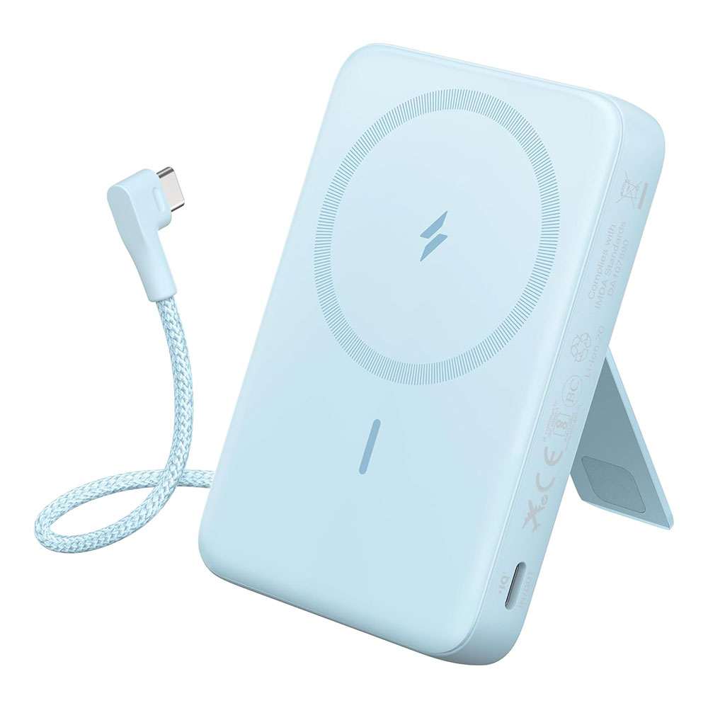 POWER BANK (พาวเวอร์แบงค์) ANKER ZOLO WIRELESS CHARGING WITH FLEXIBLE STAND 10000 mAh - BLUE (A1685H31)