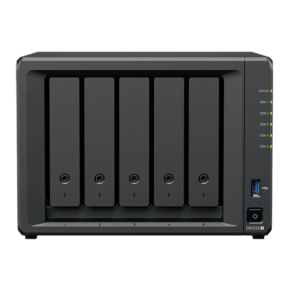 NAS (อุปกรณ์จัดเก็บข้อมูลบนเครือข่าย) SYNOLOGY DISKSTATION DS1525+ - 5 BAY AMD RYZEN V1500B 8 GB DDR4 ECC SODIMM