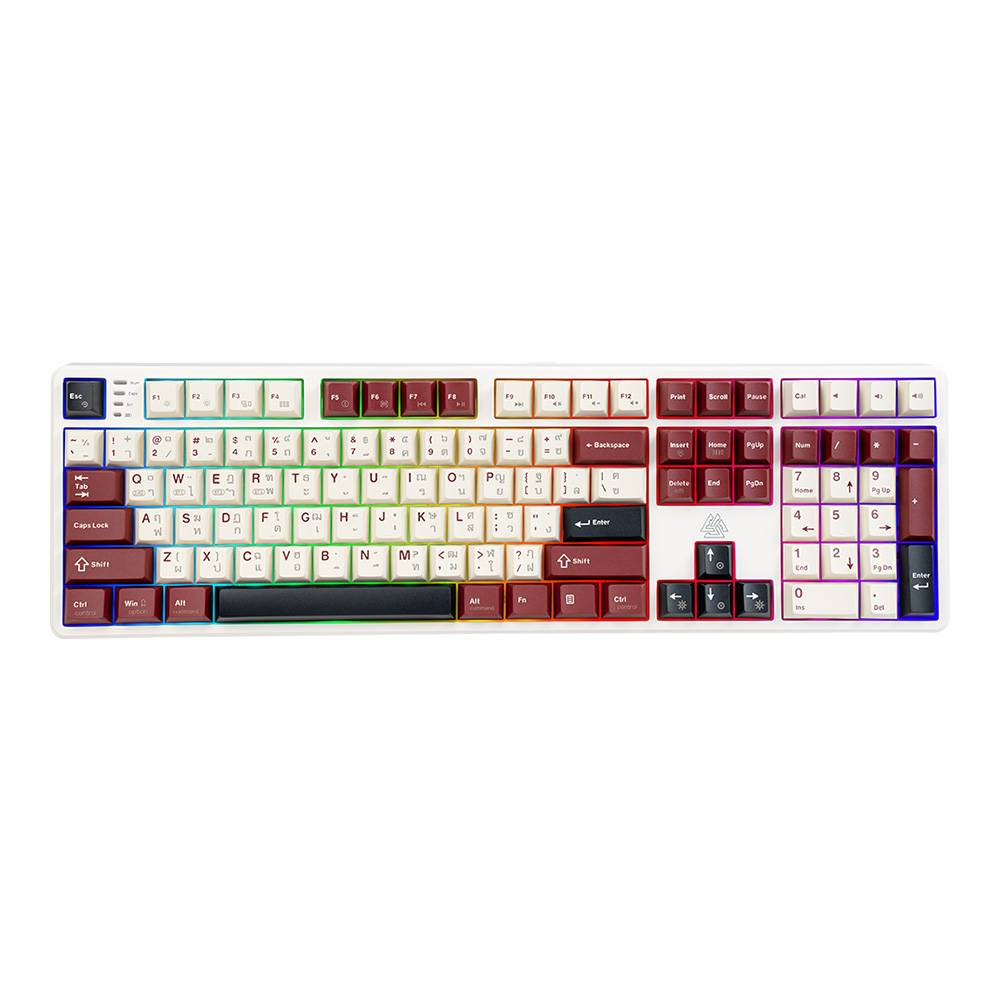 WIRELESS KEYBOARD (คีย์บอร์ดไร้สาย) EGA TYPE CMK7 WHITE BLUE SWITCH RGB EN/TH - WHITE-RED