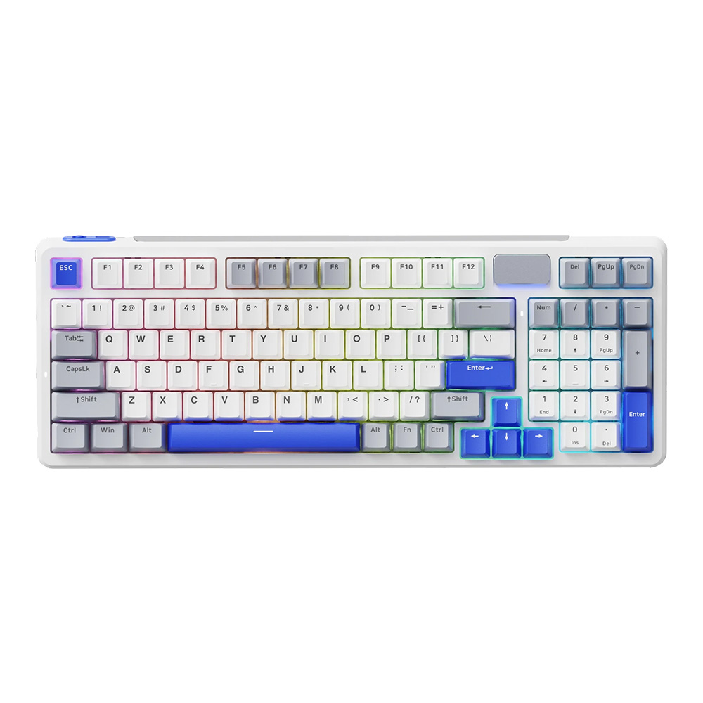 WIRELESS KEYBOARD (คีย์บอร์ดไร้สาย) RAPOO V700DIY-98 SPEED SILVER SWITCH RGB EN - WHITE-GRAY-BLUE