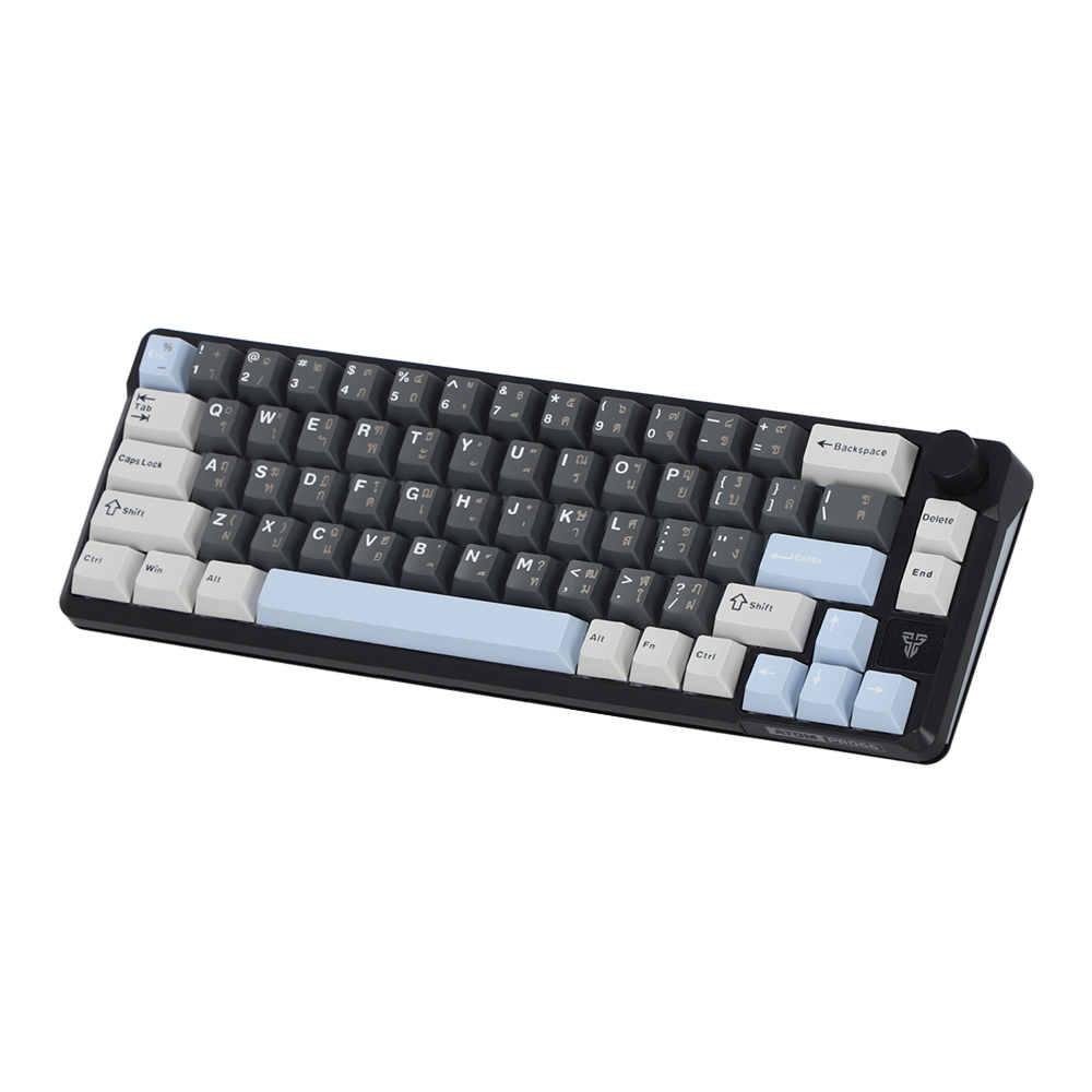 WIRELESS KEYBOARD (คีย์บอร์ดไร้สาย) FANTECH ATOM PRO66 MK919 BLUE SWITCH RGB EN/TH - BLACK + ACK04 BLUE KEYCAP