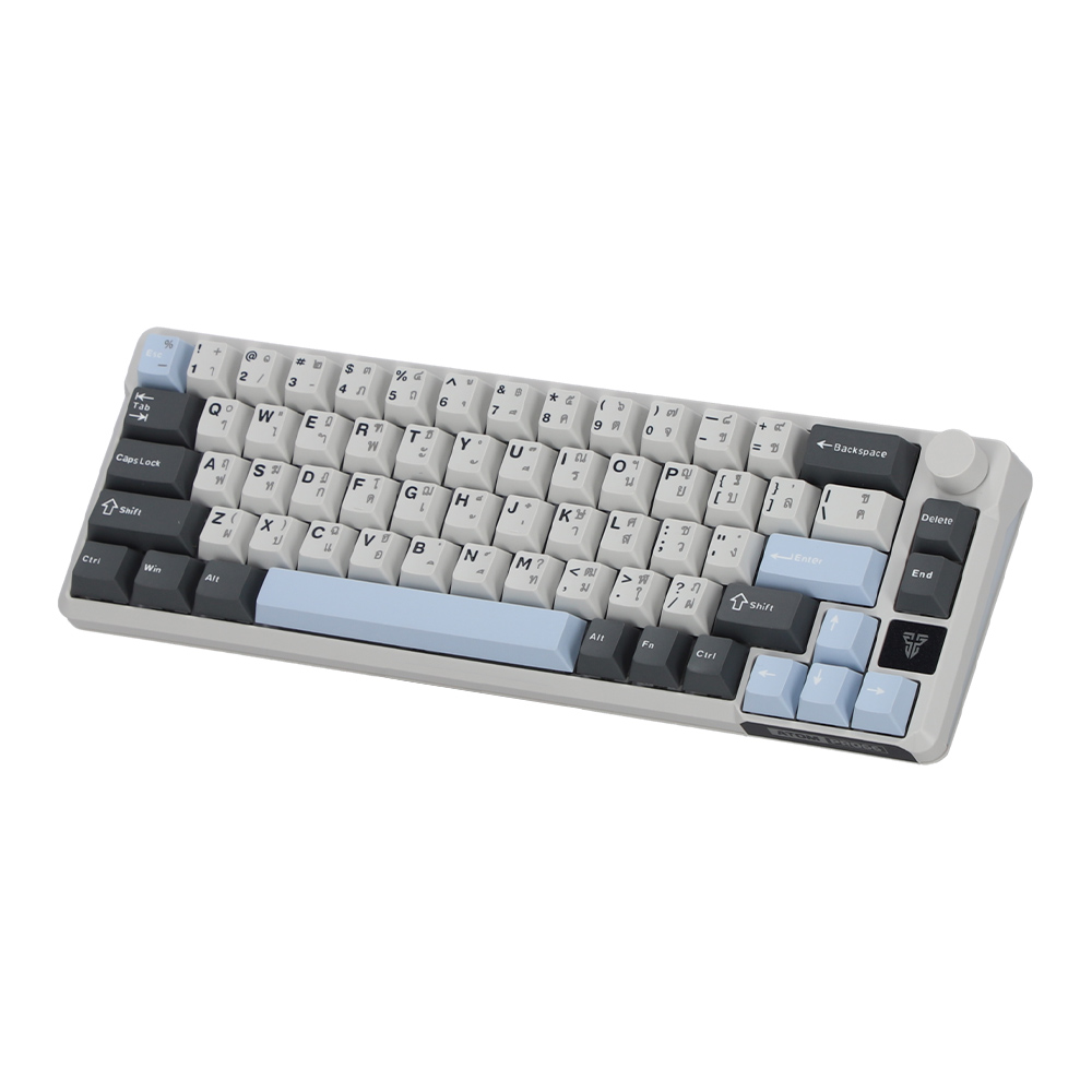 WIRELESS KEYBOARD (คีย์บอร์ดไร้สาย) FANTECH ATOM PRO66 MK919 BLUE SWITCH RGB EN/TH - GRAY + ACK04 BLUE KEYCAP