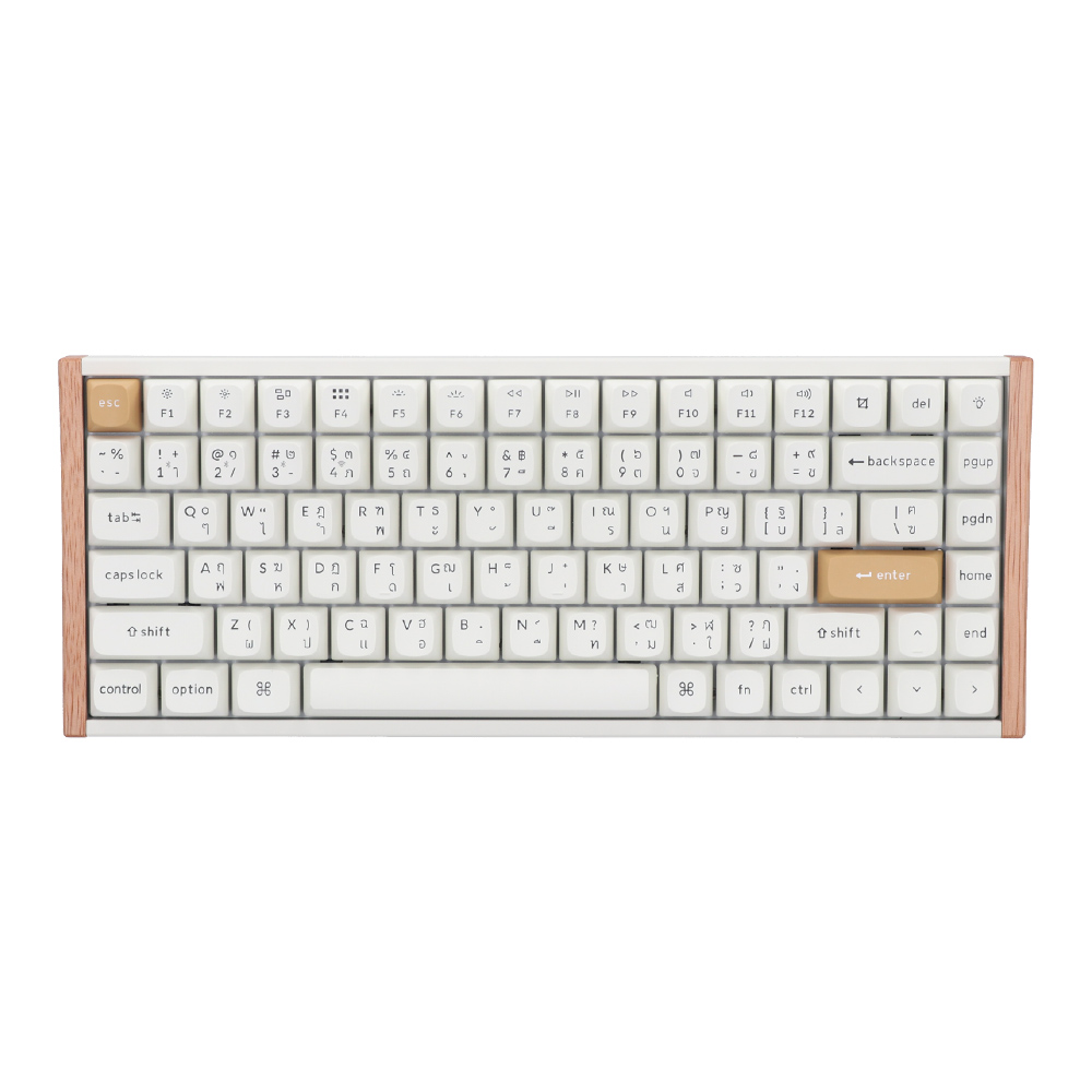 WIRELESS KEYBOARD (คีย์บอร์ดไร้สาย) KEYCHRON K2 MAX - QMK/VIA BANANA SWITCH RGB EN/TH WHITE WOOD EDITION (K2M-Q1-TH)