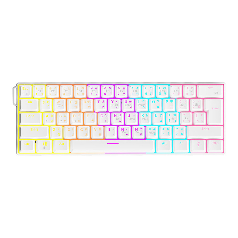 KEYBOARD (คีย์บอร์ด) AJAZZ NK61 - RED SWITCH RAINBOW LED EN/TH WHITE