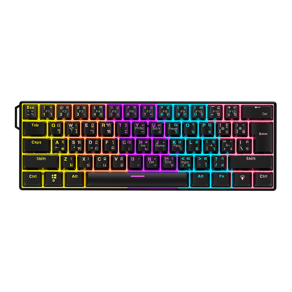 KEYBOARD (คีย์บอร์ด) AJAZZ NK61 - RED SWITCH RAINBOW LED EN/TH BLACK