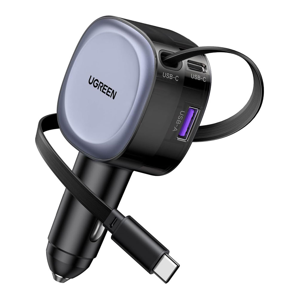 CAR ADAPTER CHARGER (ที่ชาร์จในรถยนต์) UGREEN EC501 WITH RETRACTABLE CABLE (55653)