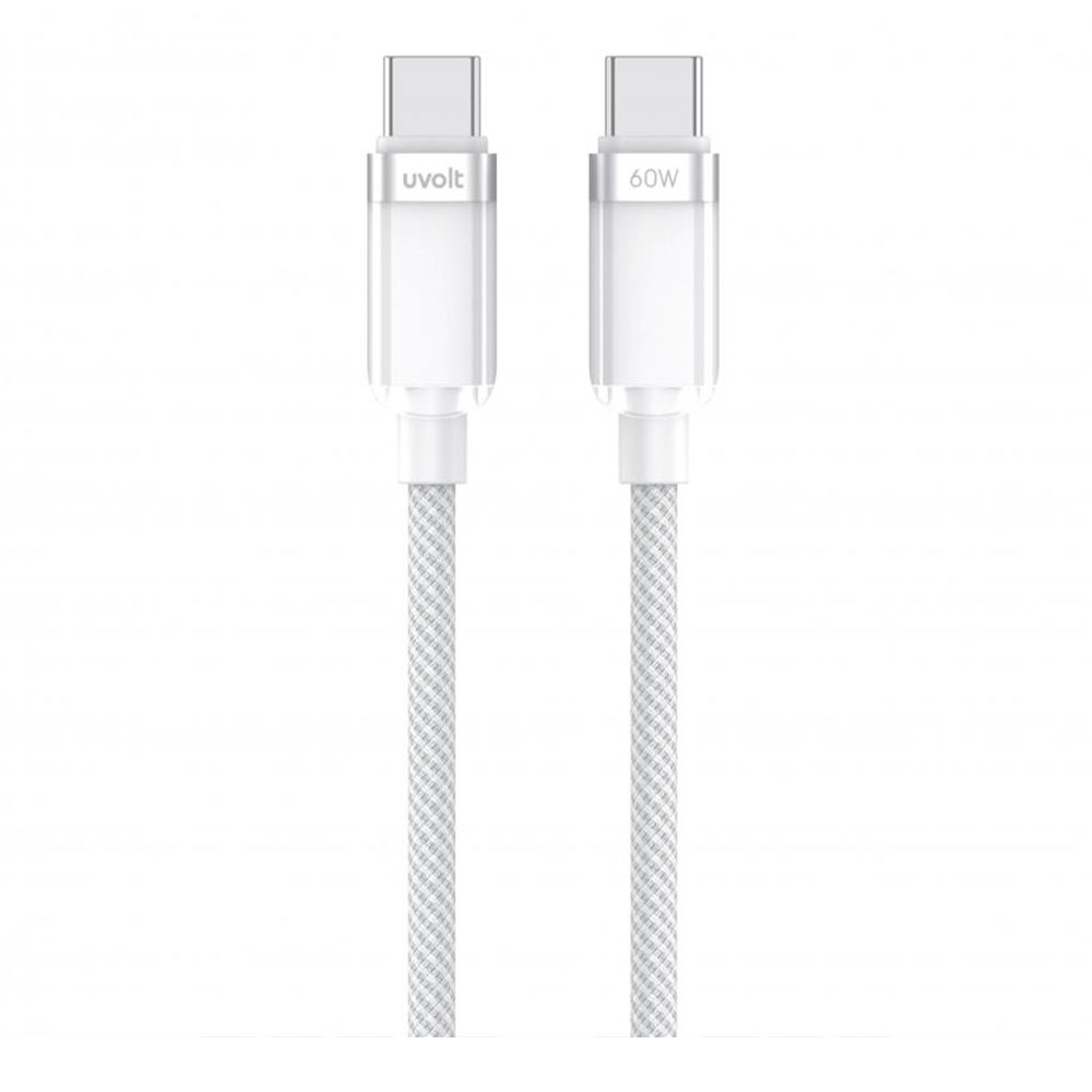 CHARGER CABLE (สายชาร์จ) UVOLT COLORFUL SERIES WOVEN DATA CABLE TYPE-C TO TYPE-C 60W 1.2M