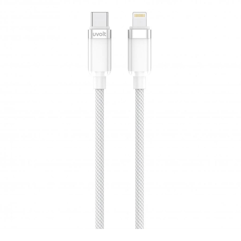 CHARGER CABLE (สายชาร์จ) UVOLT COLORFUL SERIES WOVEN DATA CABLE TYPE-C TO LIGHTNING 27W 1.2M