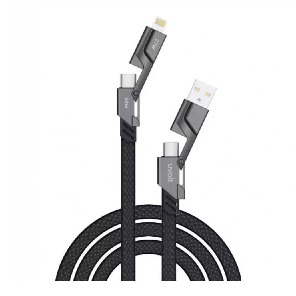 CHARGER CABLE (สายชาร์จ) UVOLT 4-IN-1 BRAIDED DATA CABLE 60W 1.5M - BLACK