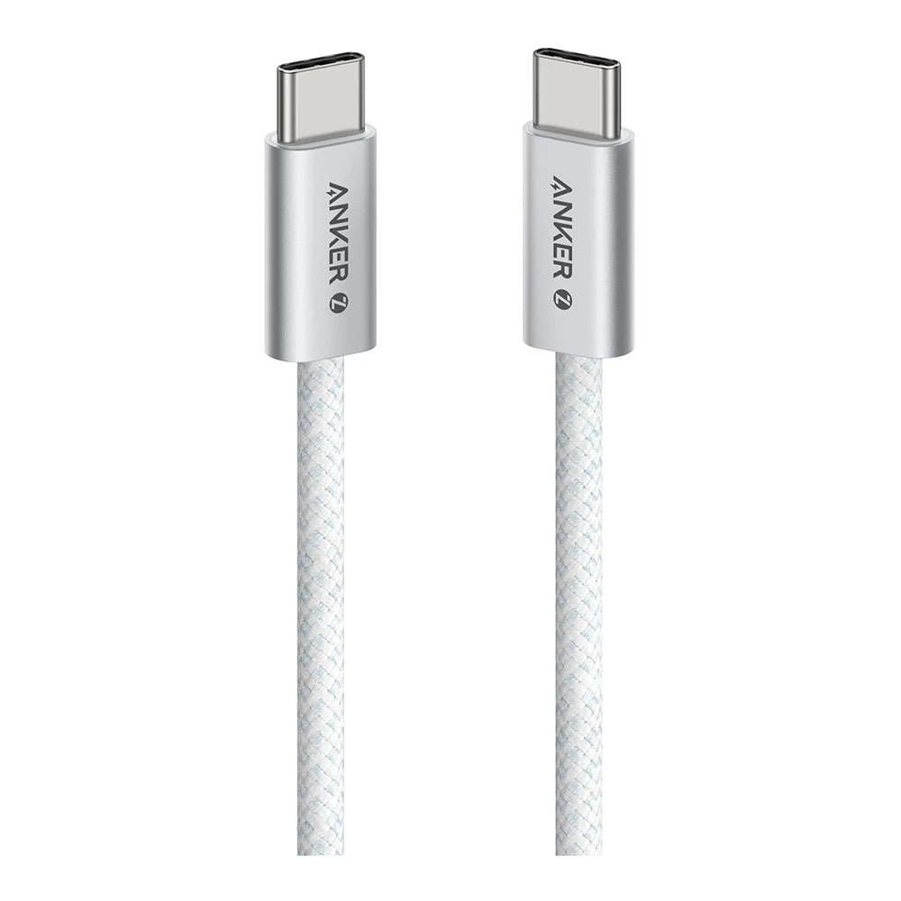 CHARGER CABLE (สายชาร์จ) ANKER ZOLO USB-C TO USB-C 240W 90CM BRAIDED FAST CHARGING CABLE - WHITE (A8060H21)