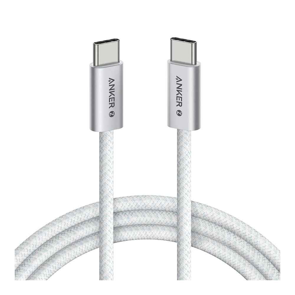 CHARGER CABLE (สายชาร์จ) ANKER ZOLO USB-C TO USB-C 240W 180CM BRAIDED FAST CHARGING CABLE - WHITE (A8060H22)