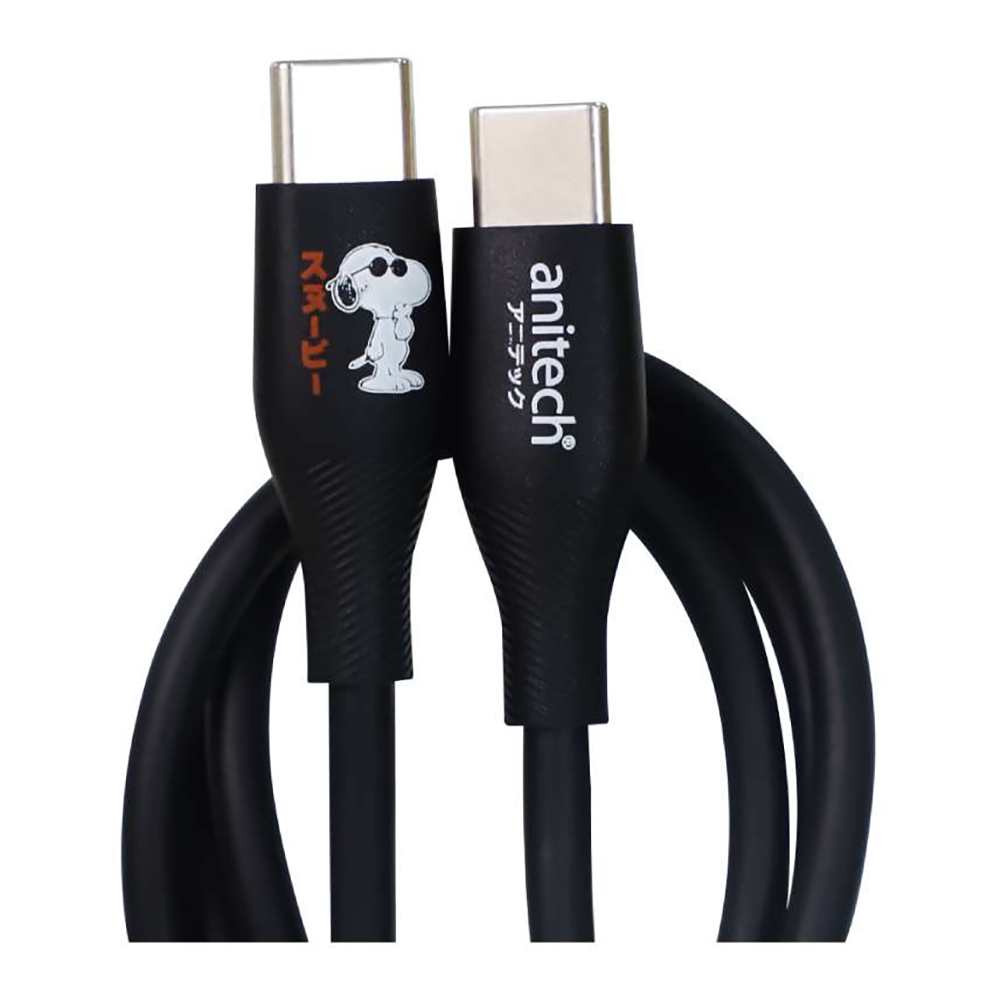 CHARGER CABLE (สายชาร์จ) ANITECH X SNOOPY SNP-C001-BK - USB-C TO USB-C 60W 1M BLACK