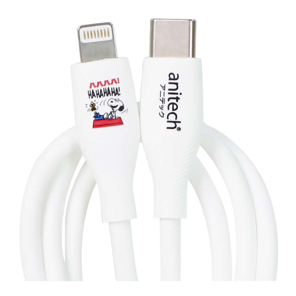 CHARGING CABLE (สายชาร์จ) ANITECH X SNOOPY SNP-L001-WH - USB-C TO LIGHTNING 27W 1M WHITE
