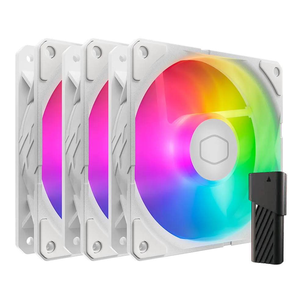 CASE FAN (พัดลมเคส) COOLER MASTER SICKLEFLOW EDGE 120 ARGB PACK 3 - WHITE