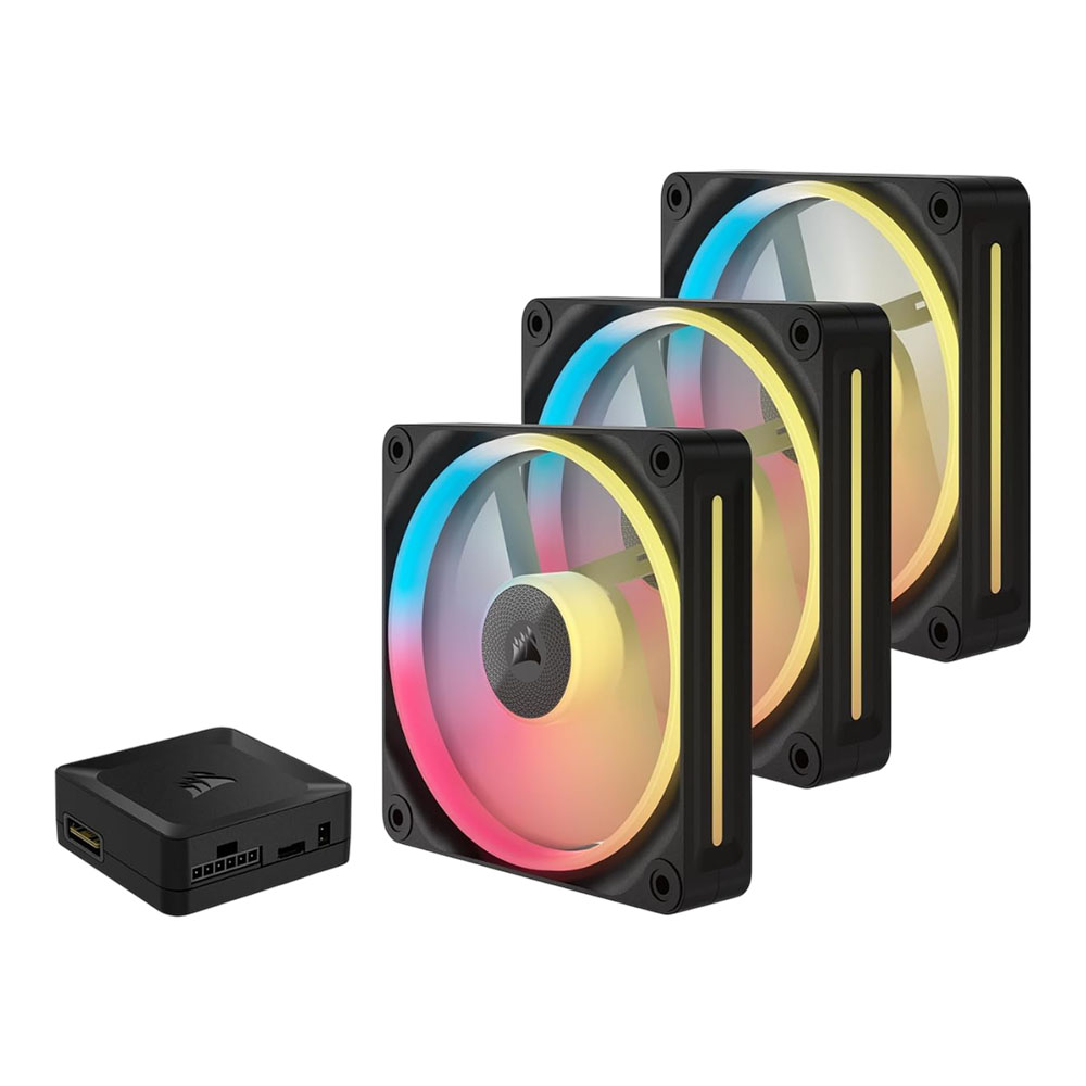 CASE FAN (พัดลมเคส) CORSAIR ICUE LINK LX120-R RGB - 120MM RGB PWM REVERSE TRIPLE PACK BLACK
