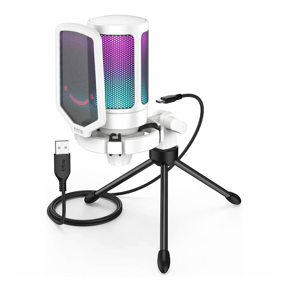 MICROPHONE (ไมโครโฟน) FIFINE AMPLIGAME A6V USB MICROPHONE WITH VOLUME DIAL - WHITE