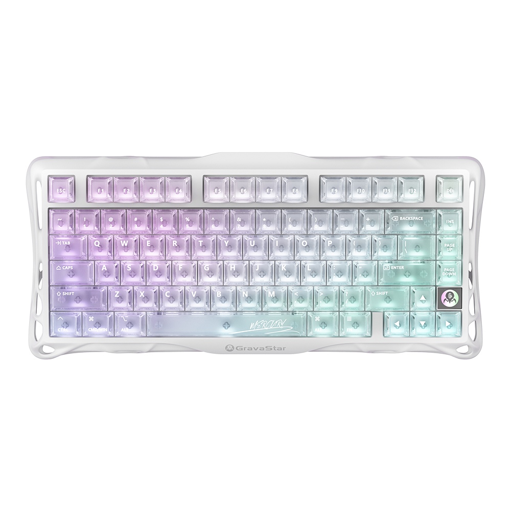 WIRELESS KEYBOARD (คีย์บอร์ดไร้สาย) GRAVASTAR MERCURY K1 LITE - GRAVASTAR X BSUN LINEAR SWITCH RGB EN CRYSTAL AURORA