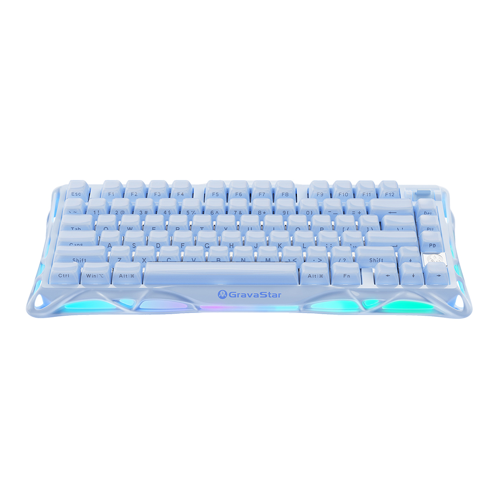 WIRELESS KEYBOARD (คีย์บอร์ดไร้สาย) GRAVASTAR MERCURY K1 SPECIAL EDITION - GRAVASTAR X KAILH CHERRY PINK LINEAR SWITCH RGB EN ICE BLUE
