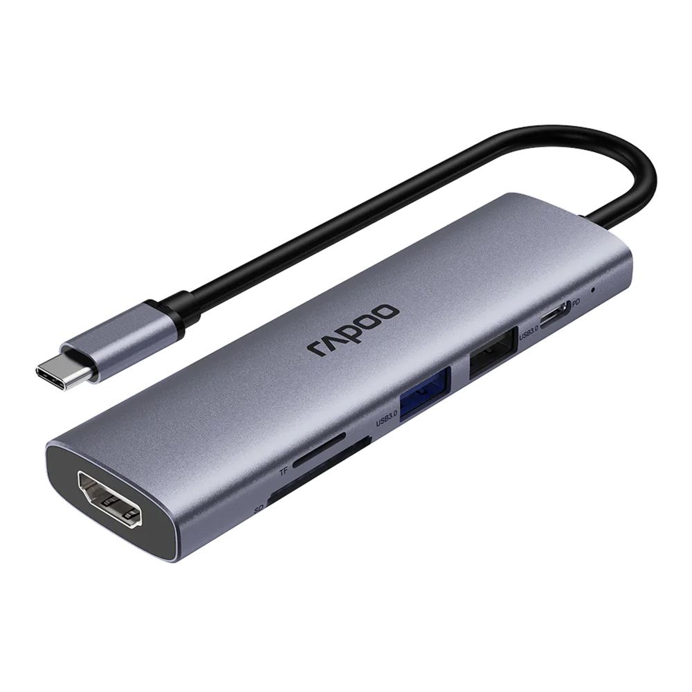 USB-C HUB (ยูเอสบีซีฮับ) RAPOO XD61 - 6-IN-1 MULTI-FUNCTION