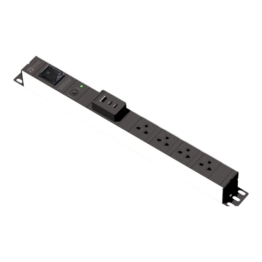 PLUG (ปลั๊กไฟ) POWERCONNEX PXC5PHTTS-TS04C2A1 - 4 OUTLET 1 SWITCH 2 USB-C 1 USB-A 3 METER 3680 WATT BLACK