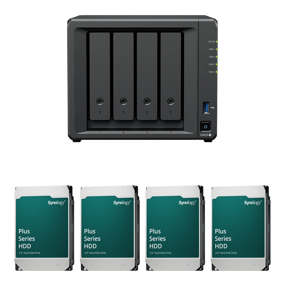NAS (อุปกรณ์จัดเก็บข้อมูลบนเครือข่าย) SYNOLOGY DISKSTATION DS925+ & 8 TB 3.5 INCH HAT3320-8T x 4