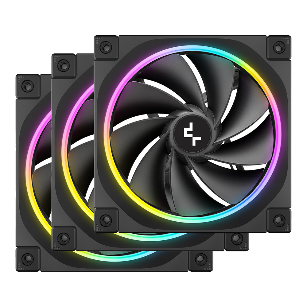 CASE FAN (พัดลมเคส) DEEPCOOL FL12R 3 IN 1 - 120MM ARGB PWM REVERSE TRIPLE PACK BLACK