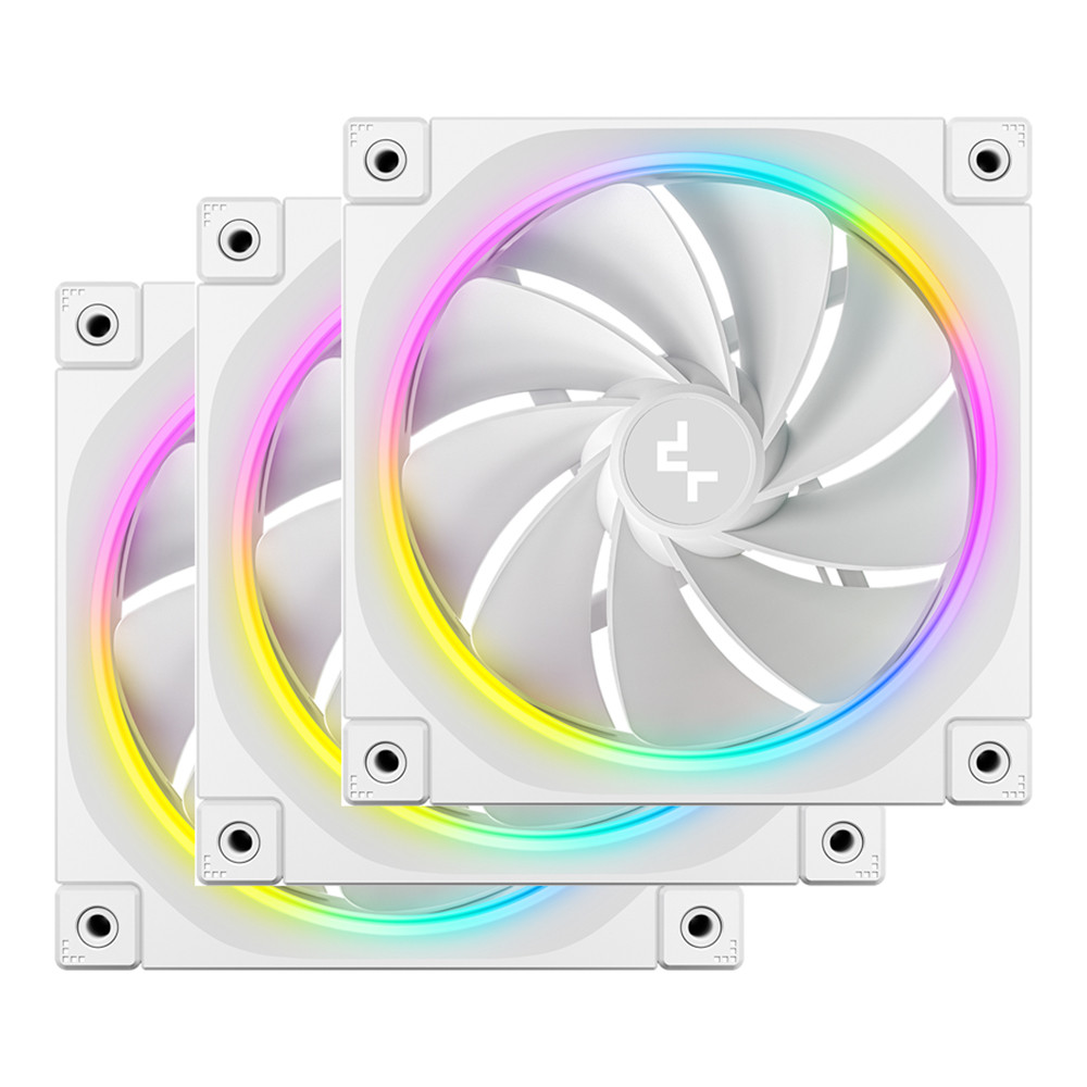 CASE FAN (พัดลมเคส) DEEPCOOL FL12R WH 3 IN 1 - 120MM ARGB PWM REVERSE TRIPLE PACK WHITE
