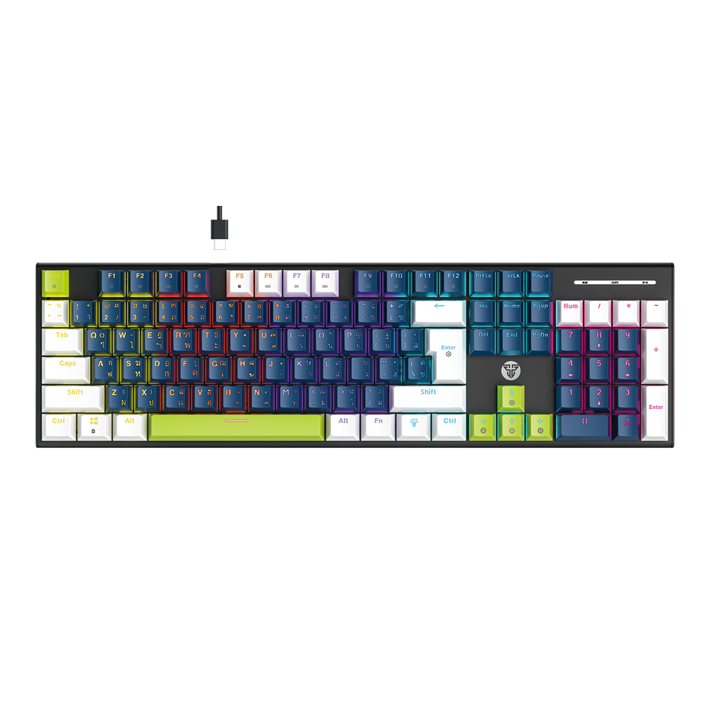 KEYBOARD (คีย์บอร์ด) FANTECH ATOM104 MK889 PRO MORI EDITION - ROSIE SWITCH RAINBOW LED EN/TH BLUE-WHITE