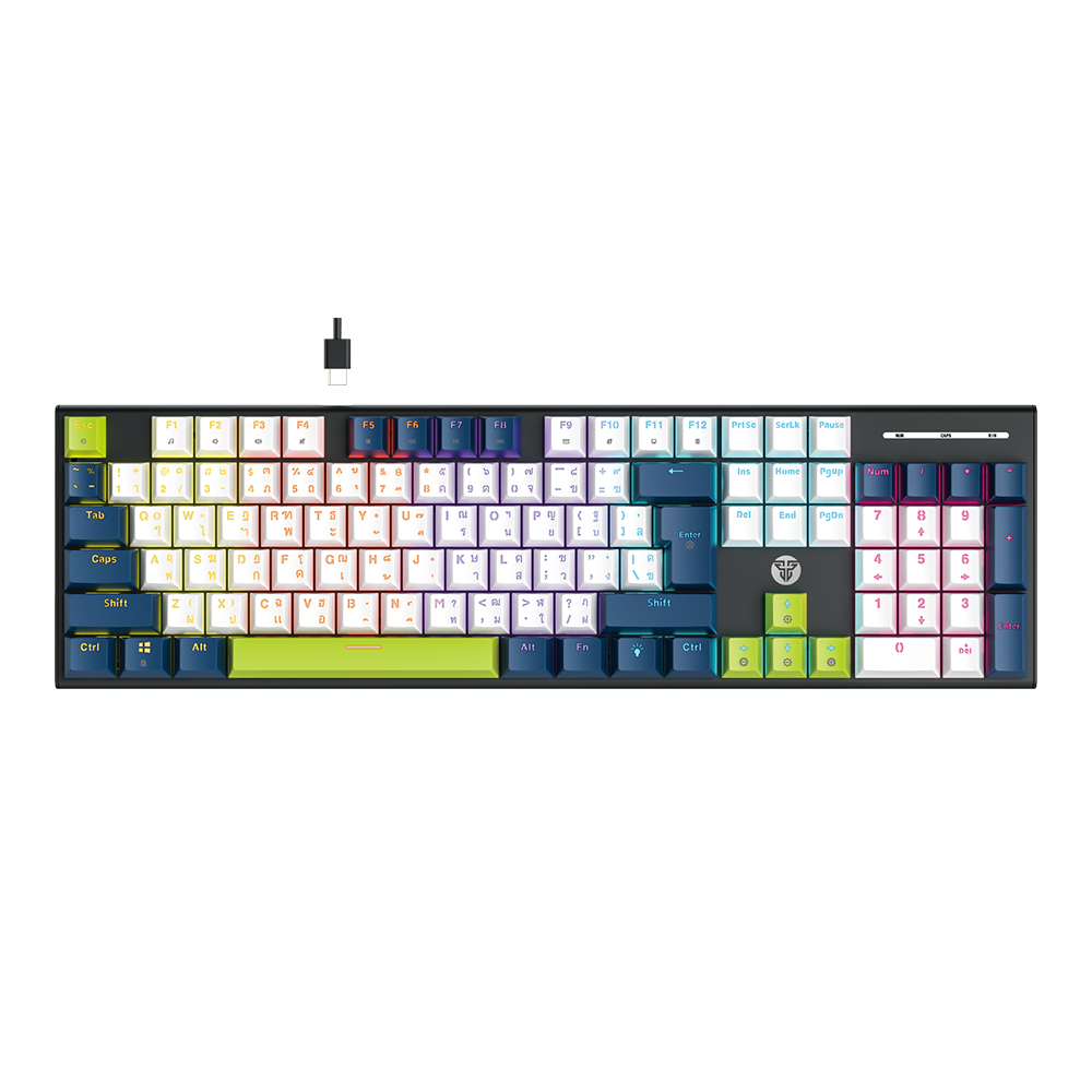 KEYBOARD (คีย์บอร์ด) FANTECH ATOM104 MK889 PRO MORI EDITION - TARO SWITCH RAINBOW LED EN/TH WHITE-BLUE