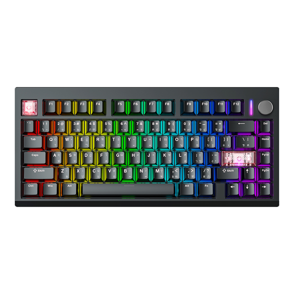 WIRELESS KEYBOARD (คีย์บอร์ดไร้สาย) FANTECH MK921 MAXFIT8 - QMK/VIA BROWN SWITCH RGB EN/TH BLACK