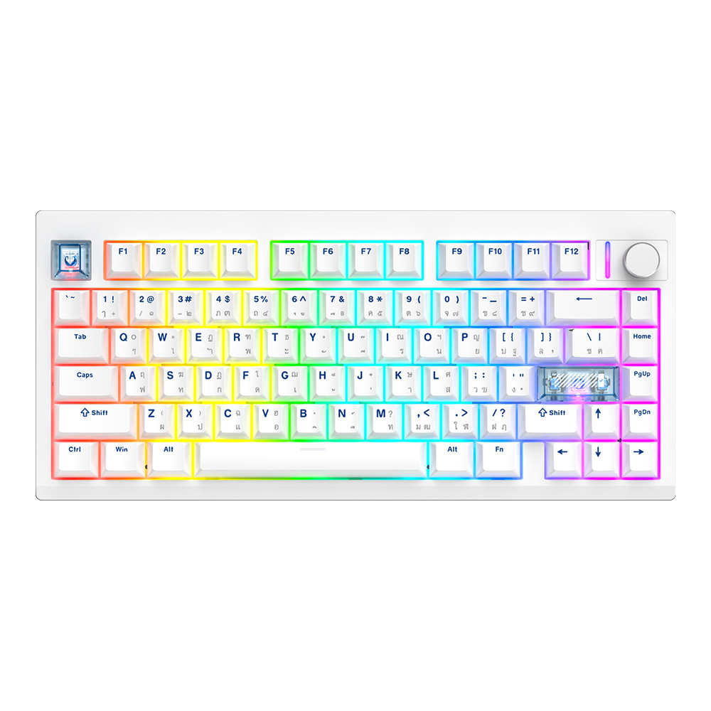 WIRELESS KEYBOARD (คีย์บอร์ดไร้สาย) FANTECH MK921 MAXFIT8 - QMK/VIA WHITE SWITCH RGB EN/TH WHITE