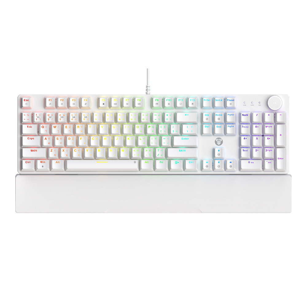 KEYBOARD (คีย์บอร์ด) FANTECH MAXPOWER II MK894 - BROWN SWITCH RGB EN/TH WHITE