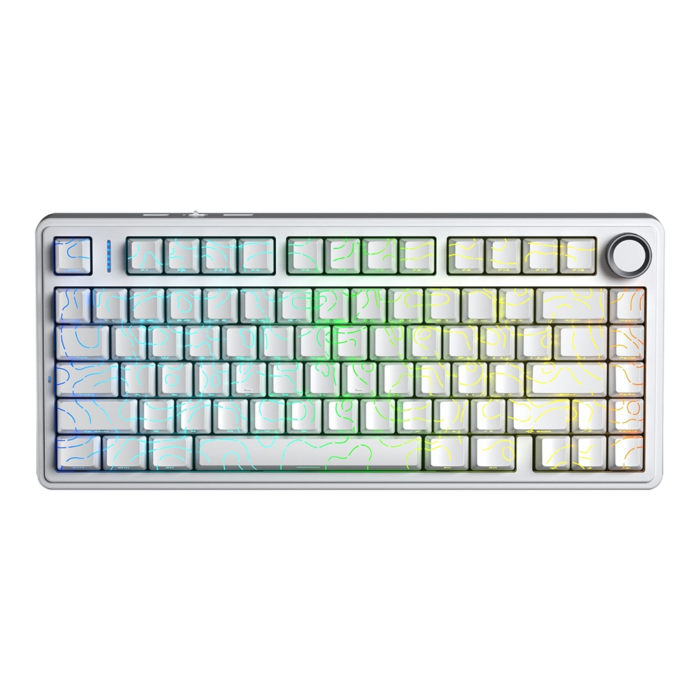 WIRELESS KEYBOARD (คีย์บอร์ดไร้สาย) AULA F75 - SKY BLUE SWITCH EN RGB WHITE