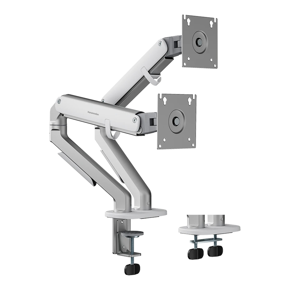MONITOR ARM (ขาตั้งจอ) HUMANMOTION T6-2G MODERN - DUAL MONITOR ARM FOR 17-32 INCH SILVER