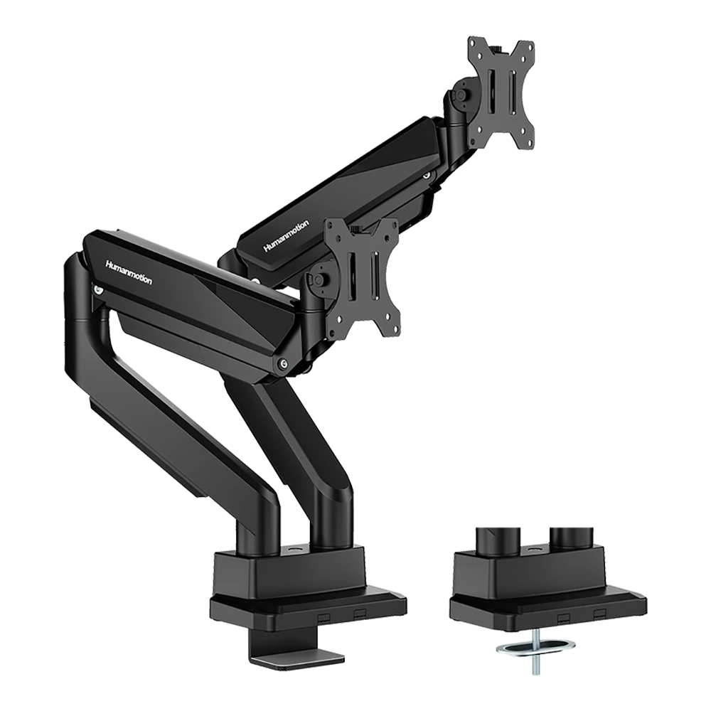 MONITOR ARM (ขาตั้งจอ) HUMANMOTION T9-2B HEAVY-DUTY - DUAL MONITOR ARM HOLD UP TO 15KG BLACK