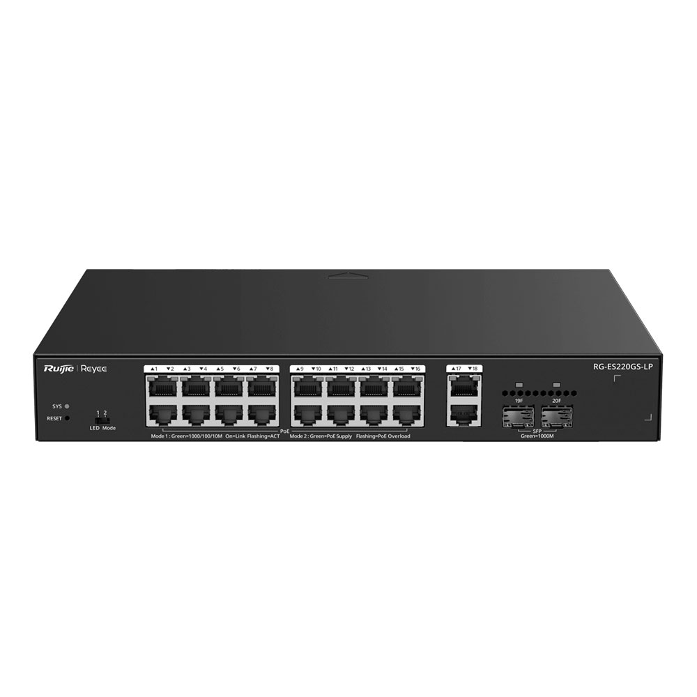 SWITCH (สวิตซ์) REYEE 16 PORT 2-PORT GIGABIT AND 2 PORT SFP - RG-ES220GS-LP